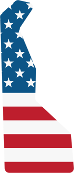 outline drawing of delaware state map on usa flag. png