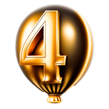 Foil balloon number 4 golden png