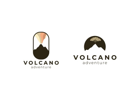 Eruption Volcano Mountain Logo Design Template. Volcano Vector Logo