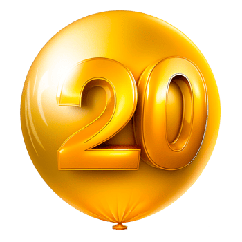 gold balloon value 20 illustration png