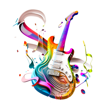 cute colorful guitar icon png