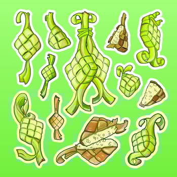 Hand Drawn Ketupats Sticker Pack vector