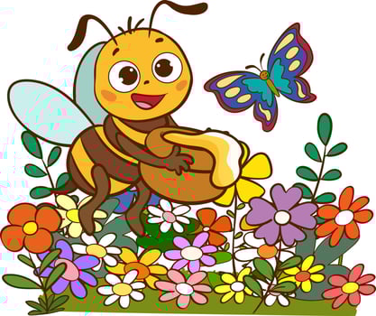 Cartoon Illustration Of Cute Bees vector