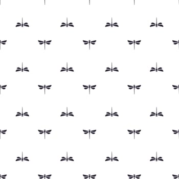 Seamless pattern with silhouettes dragonfly pattern directed up and down on white background vector