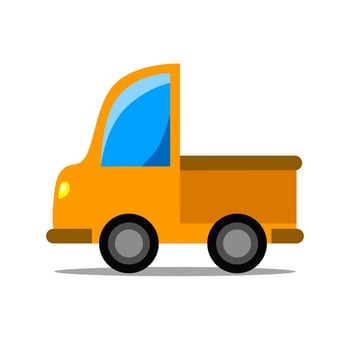 orange color truck illustration in flat style for children's book vector