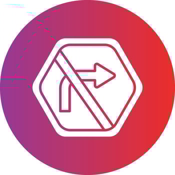 Vector Design No Right Turn Icon Style
