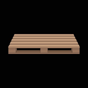Wooden pallet vector illustration on black background . Isolated isometric wood container. Isometric vector wooden pallet.