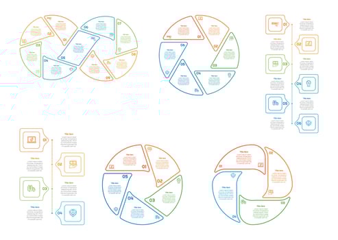 Infographic bundle set with 4, 5, 6 steps, options or processes for workflow layout, diagram, annual report, presentation and web design. vector