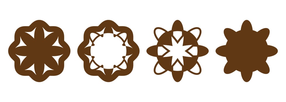 Floral icons are perfect for any design project. The set includes different flowers. Geometric shapes incorporating floral elements. Vector illustration.