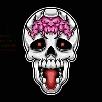 Skull Cracked With Brain Visible Illustration vector
