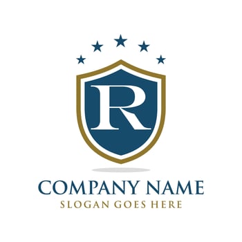 Letter R shield logo design vector