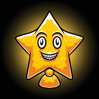 Happy star to be placed on the Christmas tree vector