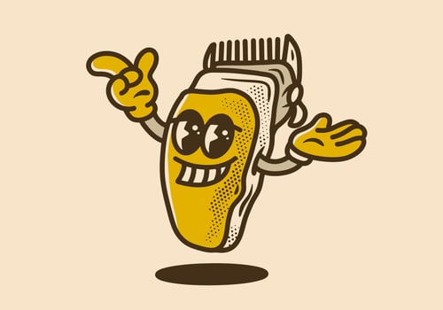 Vintage mascot character design of a hair clipper vector