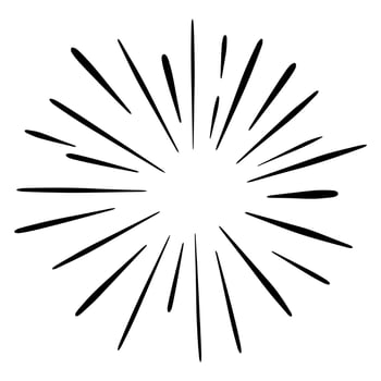Doodle sketch style of Starburst, sunburst, Element Fireworks Black Rays. Comic explosion effect. Radiating, radial lines. cartoon hand drawn illustration for concept design. vector