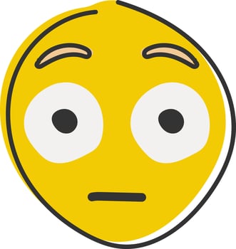 Flushed emoji. Embarrassed emoticon with big eyes vector