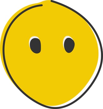 Cute silent emoticon, smiley without mouth emoji. Hand drawn, flat style emoticon. vector
