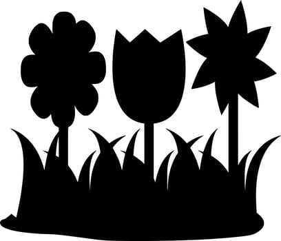 Vector silhouette of Flowers on white background