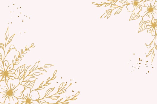 Elegant golden floral background with hand drawn flowers and leaves illustration decoration vector