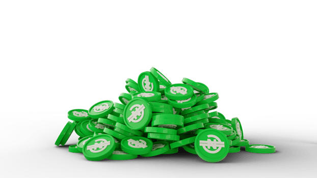3D rendering of pile of abstract Nigerian e naira coins concept png