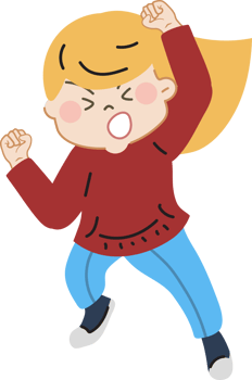 Happy and fun cute children jumping cartoon character doodle hand drawn design for decoration. png