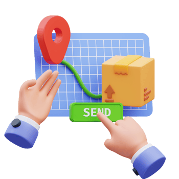 3d render illustration of hand activity icon sending package online, delivery online, suitable for social media asset, web, app, presentation, png