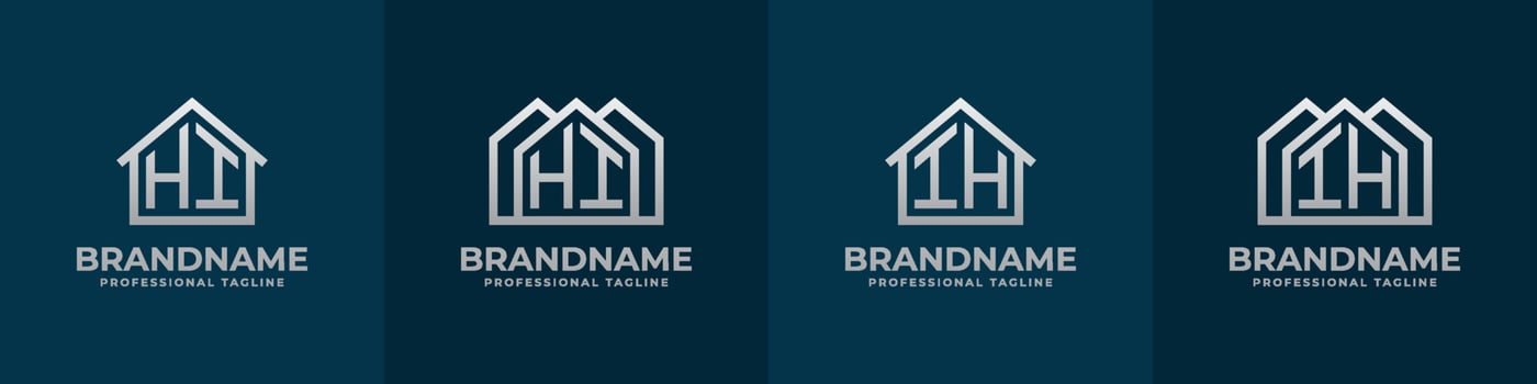 Letter HI and IH Home Logo Set. Suitable for any business related to house, real estate, construction, interior with HI or IH initials. vector
