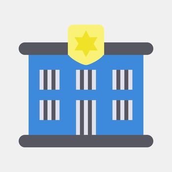Icon prison. Building elements. Icons in flat style. Good for prints, web, posters, logo, site plan, map, infographics, etc. vector