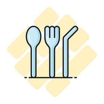 Reusable utensils vector design in modern style, isolated on white background