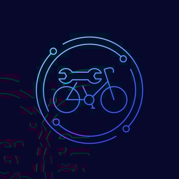 bicycle, bike repair service icon, linear design vector