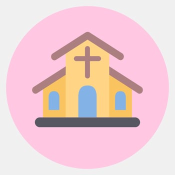 Icon chruch. Building elements. Icons in color mate style. Good for prints, web, posters, logo, site plan, map, infographics, etc. vector