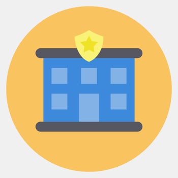 Icon police station. Building elements. Icons in color mate style. Good for prints, web, posters, logo, site plan, map, infographics, etc. vector