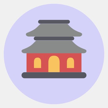 Icon pagoda. Building elements. Icons in color mate style. Good for prints, web, posters, logo, site plan, map, infographics, etc. vector