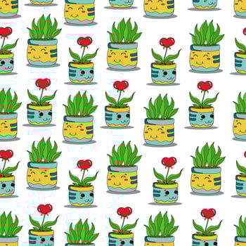 Pots with indoor plants. A nice illustration on the topic of warm relations in the family vector