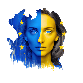 Ukraine Flag Woman illustration, beautiful women Ukrainian and EU artwork flags, png