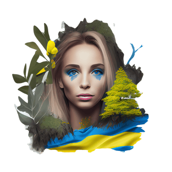 Ukraine Flag Woman illustration, beautiful women Ukrainian and EU artwork flags, png