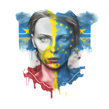 Ukraine Flag Woman illustration, beautiful women Ukrainian and EU artwork flags, png