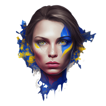 Ukraine Flag Woman illustration, beautiful women Ukrainian and EU artwork flags, png