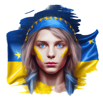Ukraine Flag Woman illustration, beautiful women Ukrainian and EU artwork flags, png