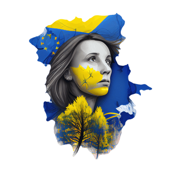 Ukraine Flag Woman illustration, beautiful women Ukrainian and EU artwork flags, png