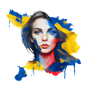 Ukraine Flag Woman illustration, beautiful women Ukrainian and EU artwork flags, png