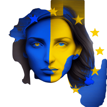 Ukraine Flag Woman illustration, beautiful women Ukrainian and EU artwork flags, png