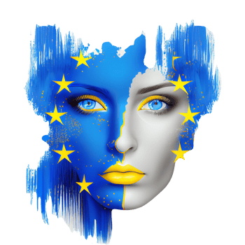 Ukraine Flag Woman illustration, beautiful women Ukrainian and EU artwork flags, png