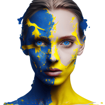 Ukraine Flag Woman illustration, beautiful women Ukrainian and EU artwork flags, png