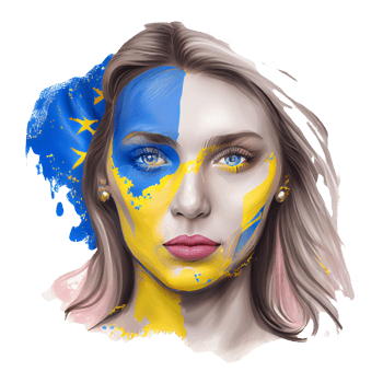 Ukraine Flag Woman illustration, beautiful women Ukrainian and EU artwork flags, png