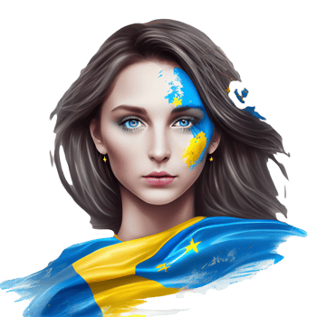 Ukraine Flag Woman illustration, beautiful women Ukrainian and EU artwork flags, png