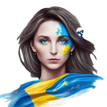 Ukraine Flag Woman illustration, beautiful women Ukrainian and EU artwork flags, png