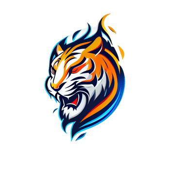 Tiger logo, simple and colorful illustration, transparent background, png