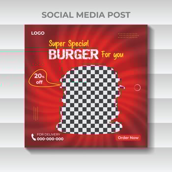 Social media Burger food promotion and post design template vector
