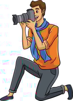 Photo Journalist Colored Cartoon Illustration vector