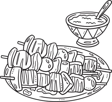 Kebab Isolated Coloring Page for Kids vector